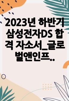 2023년 하반기 삼성전자DS 합격 자소서_글로벌앤인프라총괄 인프라기술 직무