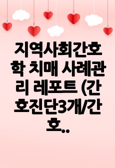 지역사회간호학 치매 사례관리 레포트 (간호진단3개/간호과정 각6개)