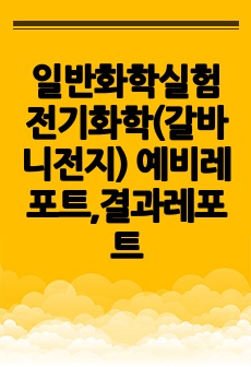 일반화학실험 전기화학(갈바니전지) 예비레포트,결과레포트