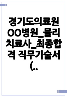 경기도의료원 OO병원_물리치료사_최종합격 직무기술서 (자기소개서)_자소서 전문가에게 유료첨삭 받은 자료입니다.