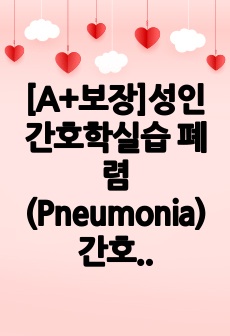 [A+보장]성인간호학실습 폐렴(Pneumonia) 간호, 간호진단, 간호과정, 컨퍼런스, 케이스스터디 18페이지 자료입니다.