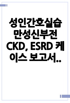 성인간호실습 만성신부전 CKD, ESRD 케이스 보고서 (간호진단 2개 간호과정 2개)