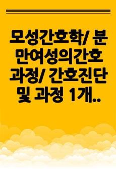 모성간호학/ 분만여성의간호과정/ 간호진단 및 과정 1개/이론적근거포함/ A+받은 자료