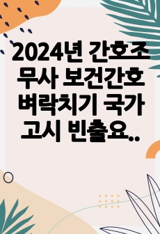 2024년 간호조무사 보건간호 벼락치기 국가고시 빈출요약