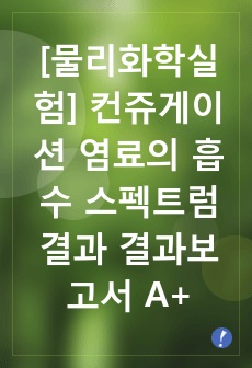 [물리화학실험] 컨쥬게이션 염료의 흡수 스펙트럼 결과 결과보고서 A+