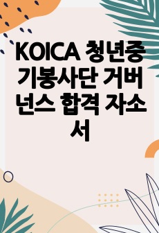 KOICA 청년중기봉사단 거버넌스 합격 자소서