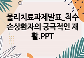 물리치료과제발표_척수손상환자의 궁극적인 재활.PPT