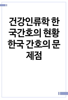 건강인류학 한국간호의 현황 한국 간호의 문제점