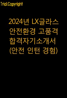 2024년 LX글라스 안전환경 고품격 합격자기소개서 (안전 인턴 경험)