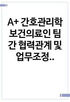 A+ 간호관리학 보건의료인 팀 간 협력관계 및 업무조정 역할 보고서