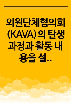 외원단체협의회(KAVA)의 탄생 과정과 활동 내용을 설명하시오.