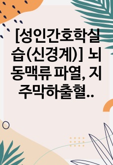 [성인간호학실습(신경계)] 뇌동맥류 파열, 지주막하출혈(SAH) 뇌조직 관류 위험성, 체액 불균형 위험성 케이스스터디/간호과정 사례보고서/간호진단