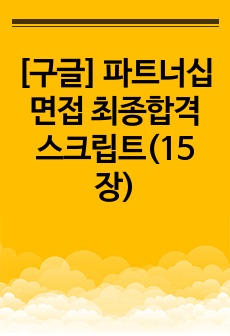 [구글] 파트너십 면접 최종합격 스크립트(15장)