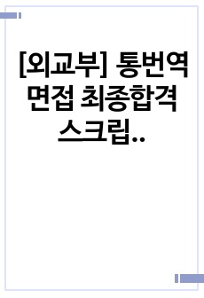 [외교부] 통번역 면접 최종합격 스크립트(24장)