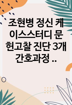 조현병 정신 케이스스터디 문헌고찰 진단 3개 간호과정 3개