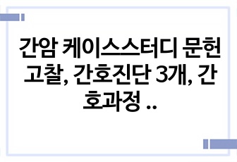 간암 케이스스터디 문헌고찰, 간호진단 3개, 간호과정 3개 A+자료