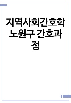 지역사회간호학 노원구 간호과정