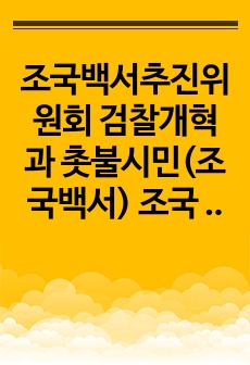 조국백서추진위원회 검찰개혁과 촛불시민(조국백서) 조국 사태로 본 정치검찰과 언론 독후감