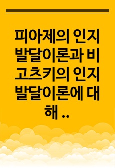 피아제의 인지발달이론과 비고츠키의 인지발달이론에 대해 논하고장단점 및 아동발달에 있어 시사하는 바에 대해 기술하시오