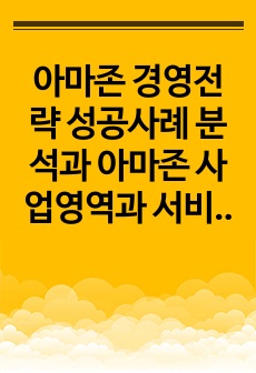 아마존 경영전략 성공사례 분석과 아마존 사업영역과 서비스 분석, SWOT분석 및 아마존 향후 실행전략 수립