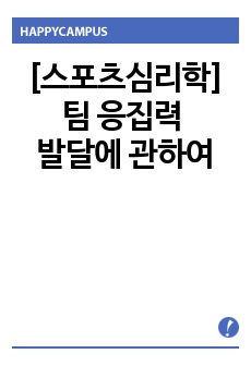 [스포츠심리학]팀 응집력 발달에 관하여