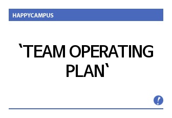 예비 영업팀장의 팀운영방안 - `TEAM OPERATING  PLAN`